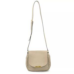 Auth FENDI Shoulder Bag Beige Leather/Goldtone -